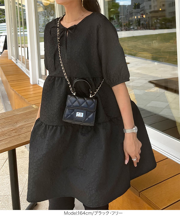 新品未使用タグ無し自宅保管 BEAMS 25ss ジャガード チュニック ワンピ フクレジャカードワンピース（7061121004） | 7-IDconcept