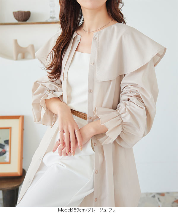 【試着のみ】23区 L LIBECO シャツワンピース　ライトイエロー系　46 シアーロングシャツワンピース [E2395] - レディース