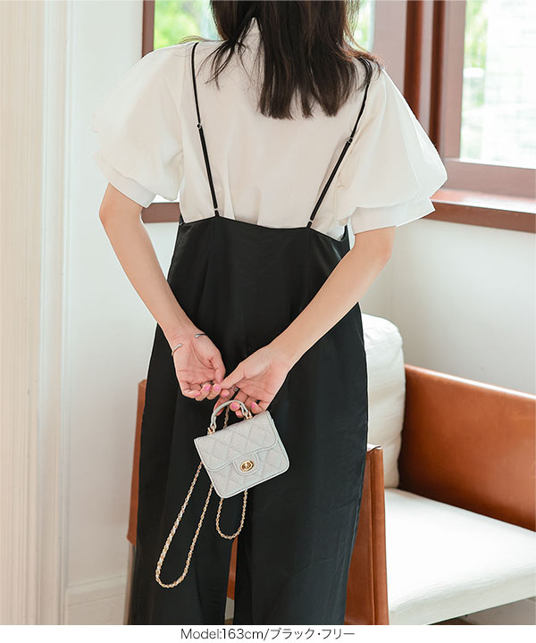 Vカットサテンオールインワン [E3494] - レディースファッション通販