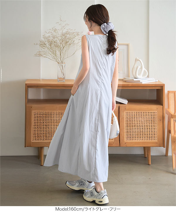 JIL SANDER スクエアネック　ロングワンピース シュシュ付き スクエアネックロングワンピース [E3525