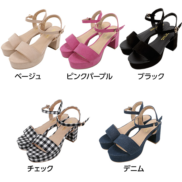 S/M/L/LL]厚底チャンキーヒール☆アンクルストラップサンダル [I1550