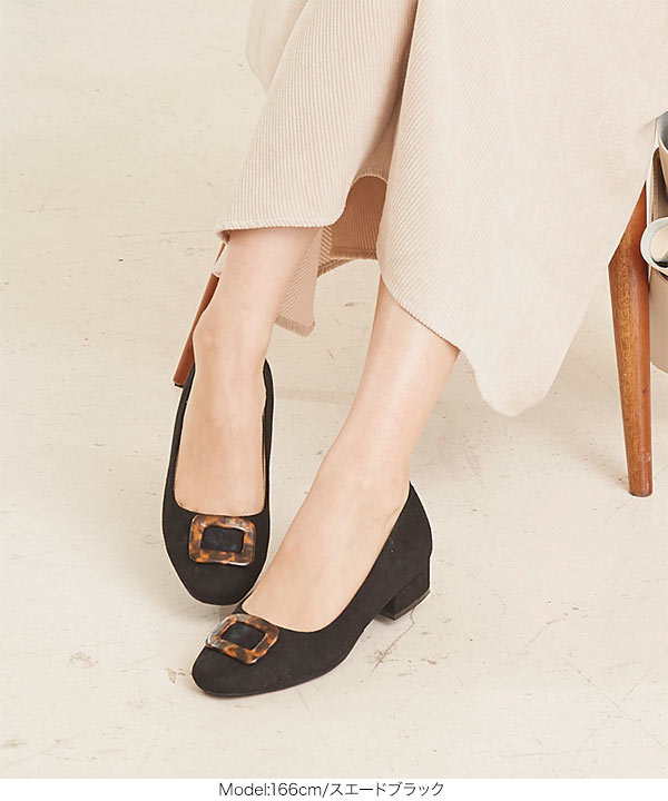 【美品】OHGA バックルパンプス　Lサイズ　スクエア　プレート スクエアバックルパンプス [I1975] - レディースファッション