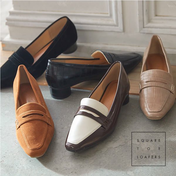 スクエアトゥヒールローファー [I2183] - レディースファッション通販