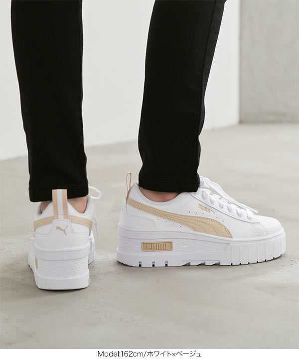 PUMA メイズ　ウェッジ　スニーカー　ホワイト×アッシュグレー　25.0 PUMA プーマ ウィメンズ メイズ ウェッジ スニーカー