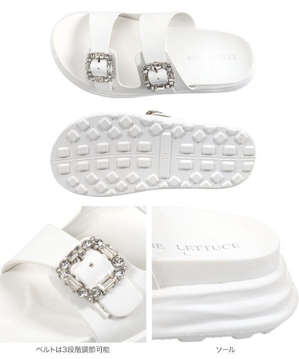 厚底ビジューダブルベルトサンダル [I2563] - レディースファッション