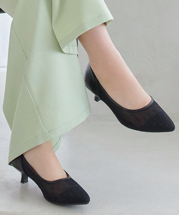 RENER アイボリー レース パンプス