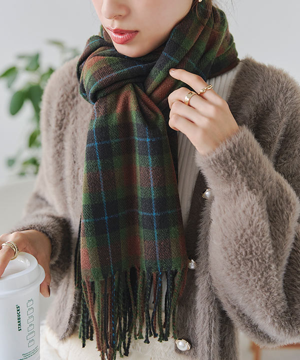 チェック柄大判ストール [J1125] - レディースファッション通販 神戸