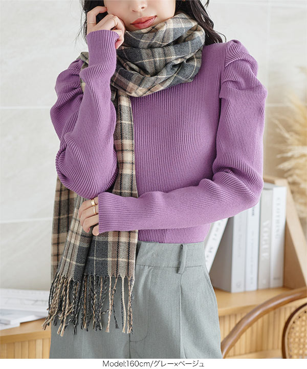 チェック柄大判ストール [J1125] - レディースファッション通販 神戸