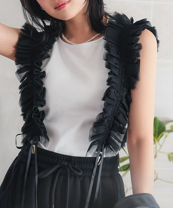 チュールショルダーサスペンダー [J1145] - レディースファッション