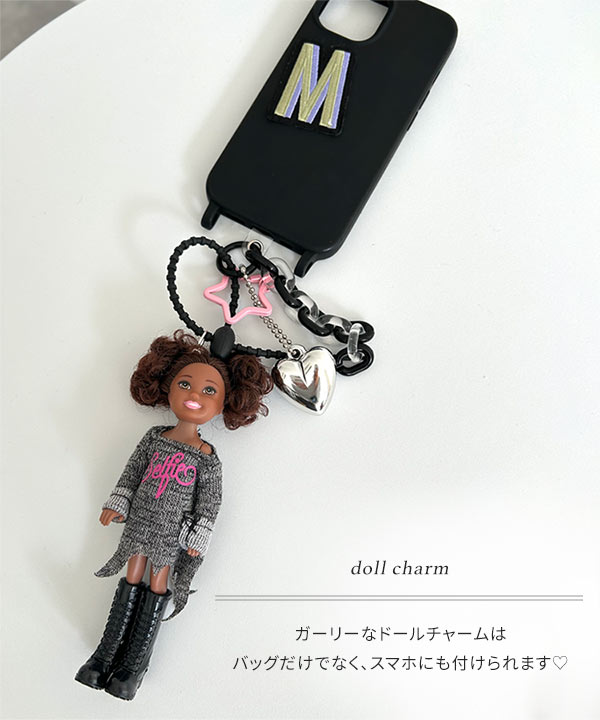 再販❤️ハンドメイド♡ドールチャーム 爽やかなブルー系 リボンヘア❣️ ドールチャーム ハンドメイド