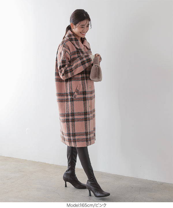 シャギーチェックコート[K1207] - レディースファッション通販 神戸