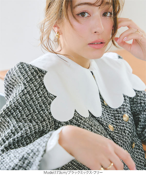 ダブルボタンツイードジャケット [K1293] - レディースファッション