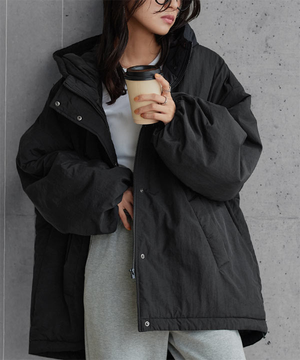 楽一番　Ground Y デシン素材 ブラック フード付き ロングＪＫ k1378.jpg