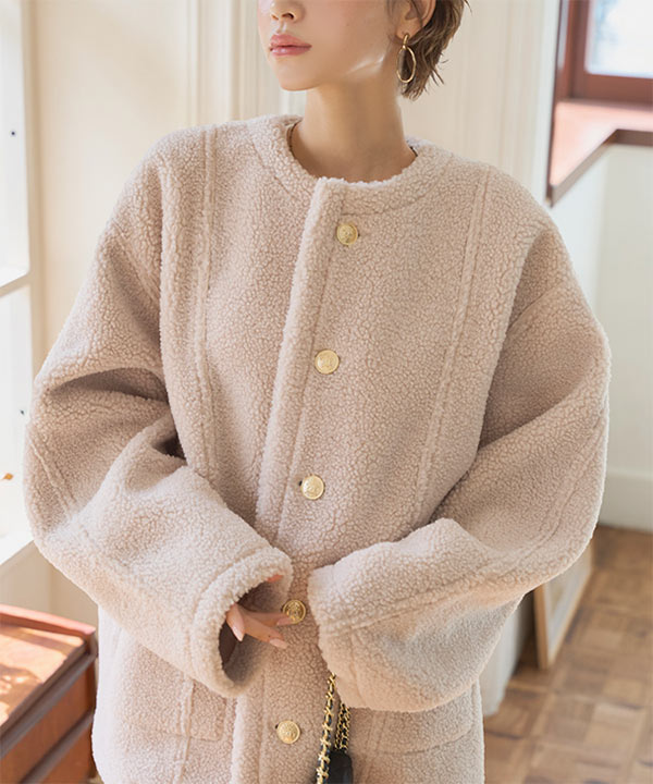 ムートンリバーシブルショート丈コート [K1394] - レディース