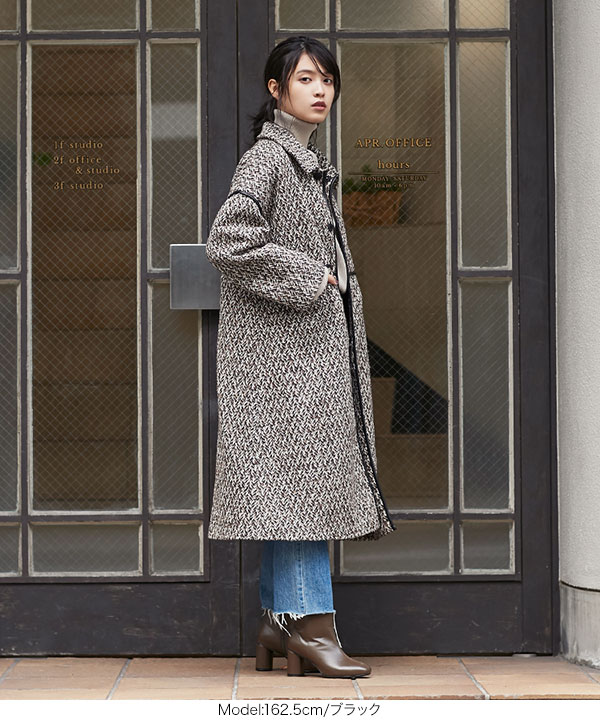 パイピングツイードコート [K903] - レディースファッション通販 神戸