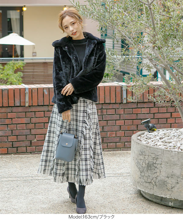 ファーショートコート [K906] - レディースファッション通販 神戸