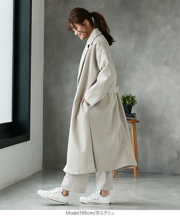フェイクウールロングガウンコート [K927] - レディースファッション