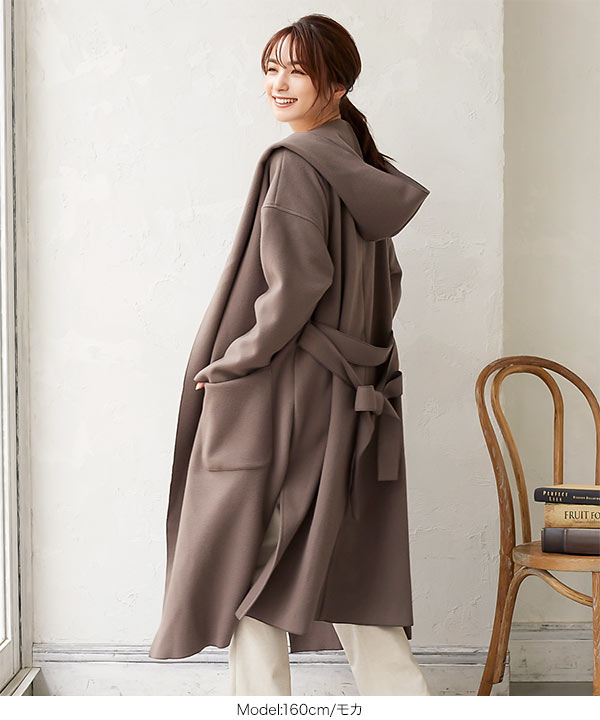 フード付きエアリーガウンコート [K966] - レディースファッション通販