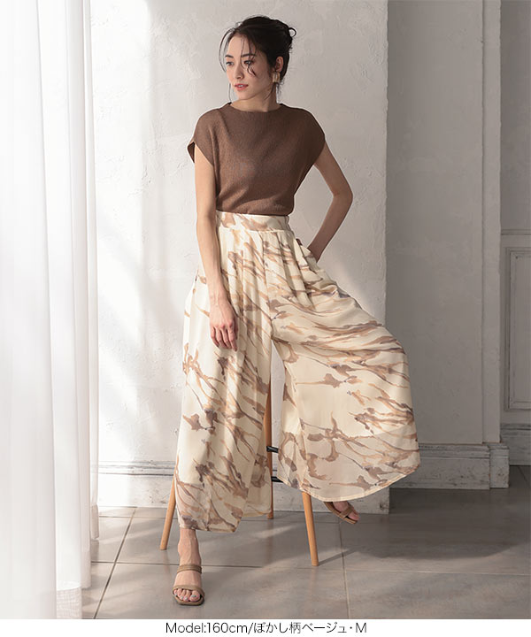 ウエストタックシフォンスカンツ [M1777] - レディースファッション