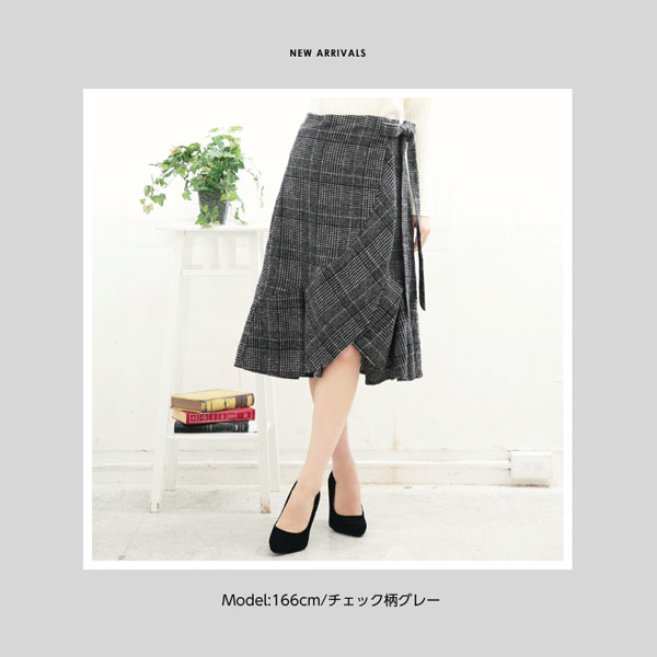 Anuans♡アニュアンス♡アイボリー フリルラップスカート ウエストリボン付き Anuans♡アニュアンス♡アイボリー フリルラップスカート