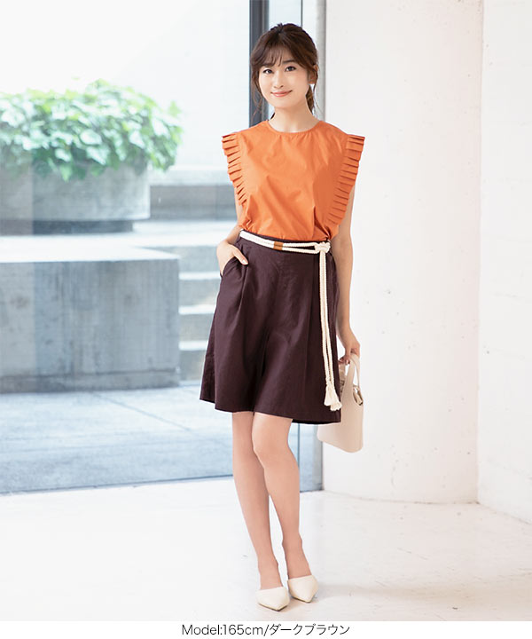 ロープベルト付きキュロットパンツ [M2541] - レディースファッション