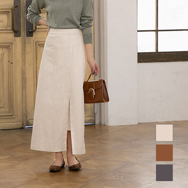 レディーススカート スカート front zip slit long skirt /フロント ジップ スリット