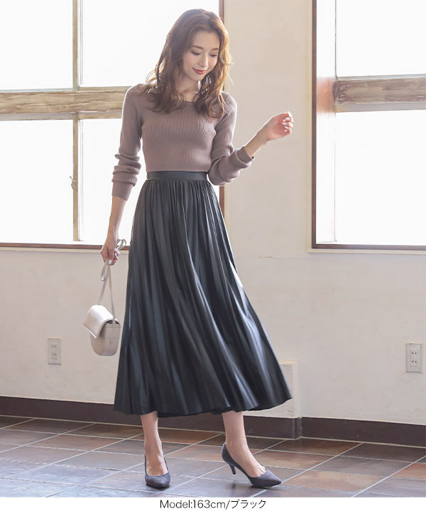 レザープリーツスカート [M2988] - レディースファッション通販 神戸