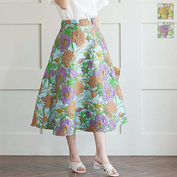 美しいシルエットフレイ アイディー♡高級感溢れるフラワージャガードスカート