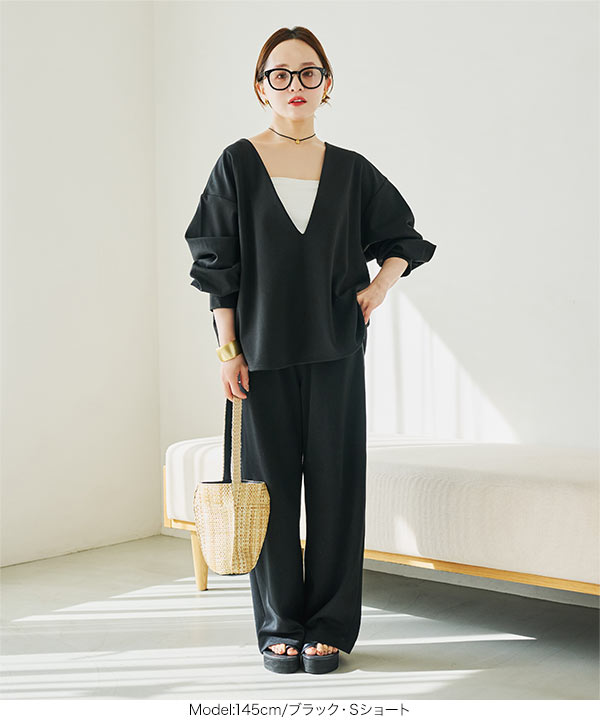 田中亜希子さんコラボ ] 選べるサイズ ジャージーワイドパンツ[M3363