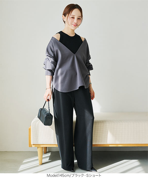 田中亜希子さんコラボ ] 選べるサイズ ジャージーワイドパンツ[M3363