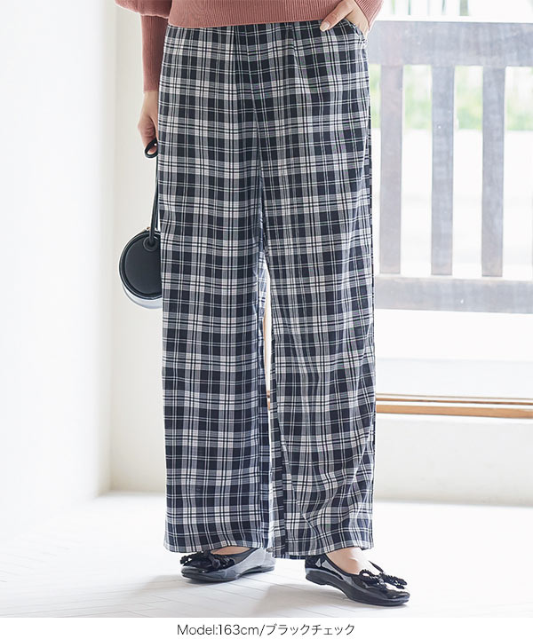 エム&キョウコ　チェック柄 ワイドパンツ Msize エム&キョウコ チェック柄 ワイドパンツ Msize