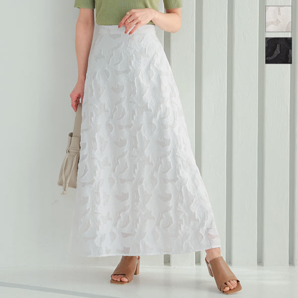 フラワージャガードAラインスカート [M3551] - レディースファッション