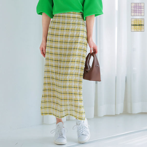 オーガンジーチェックタイトスカート [M3591] | SALE