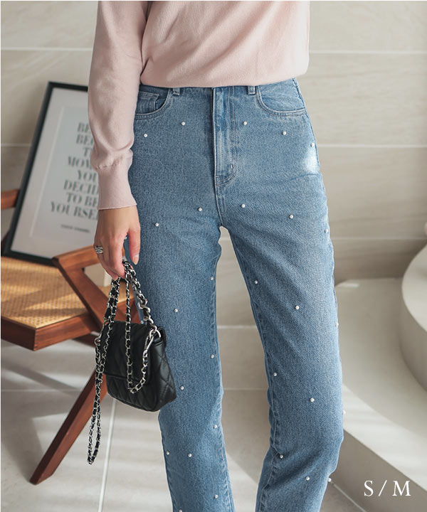 パールドットテーパードデニム [M3994] - レディース