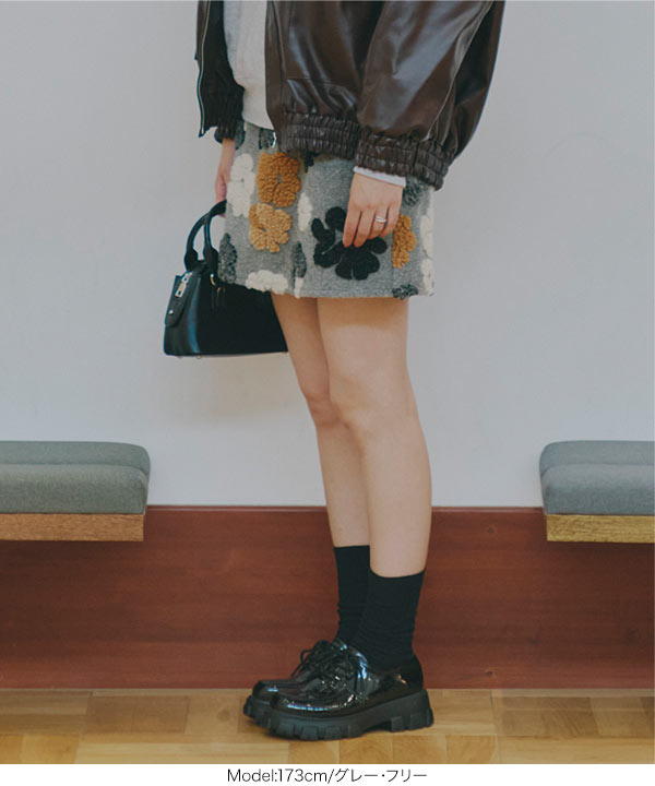 花柄ボアミニスカート [M4134] - レディースファッション通販 神戸