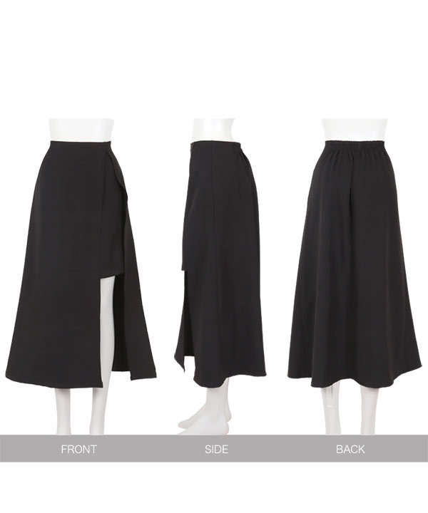 レイヤードスリットスカートS BLACK レイヤードスリットスカート(S BLACK): スカートanuans