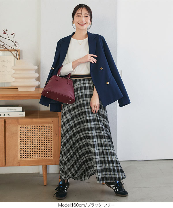 ウエストラインゴムチェックスカート [M4164] | ボトムス全品