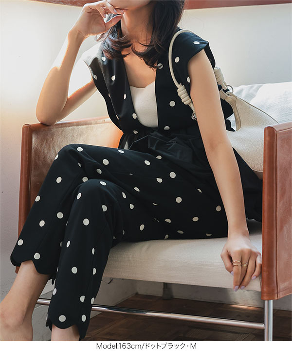 スカラップヘムカットジョーゼットパンツ [M4205] - レディース