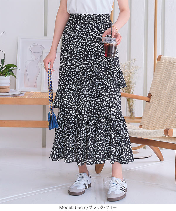 アシンメトリーフリルスカート [M4232] - レディースファッション通販