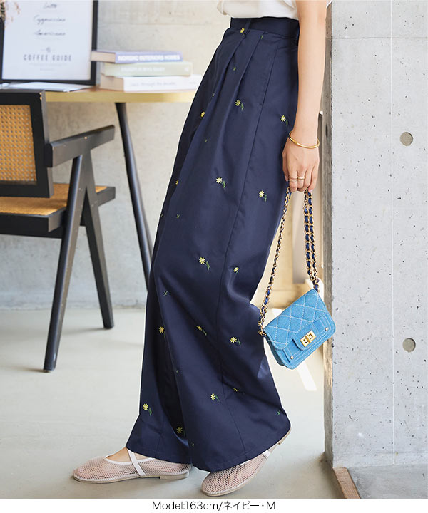 UNITED COLORS OF BENETTON 刺繍入りワイドパンツSサイズ 刺繍ワイドパンツ [M4253] - レディースファッション通販 神戸