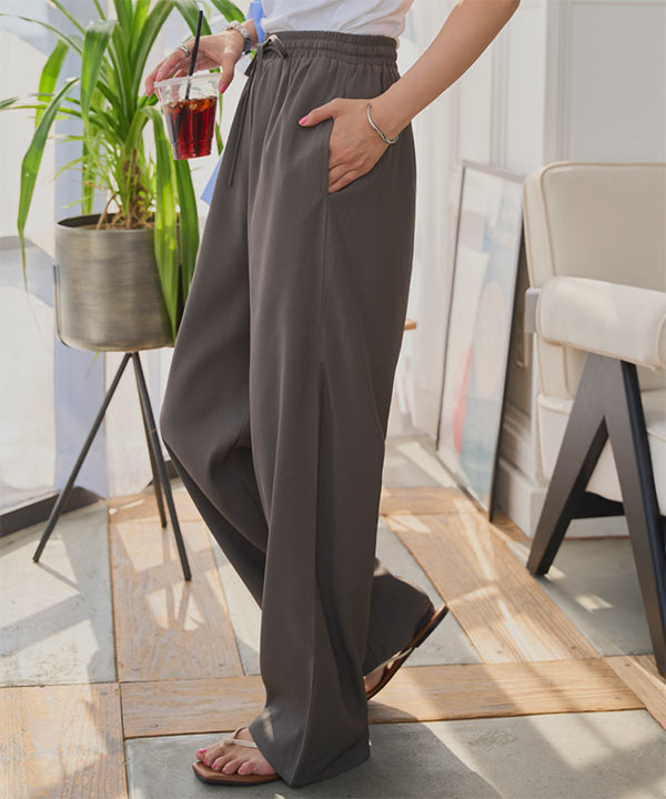 ウエストリボンリラックスワイドパンツ [M4264] - レディース