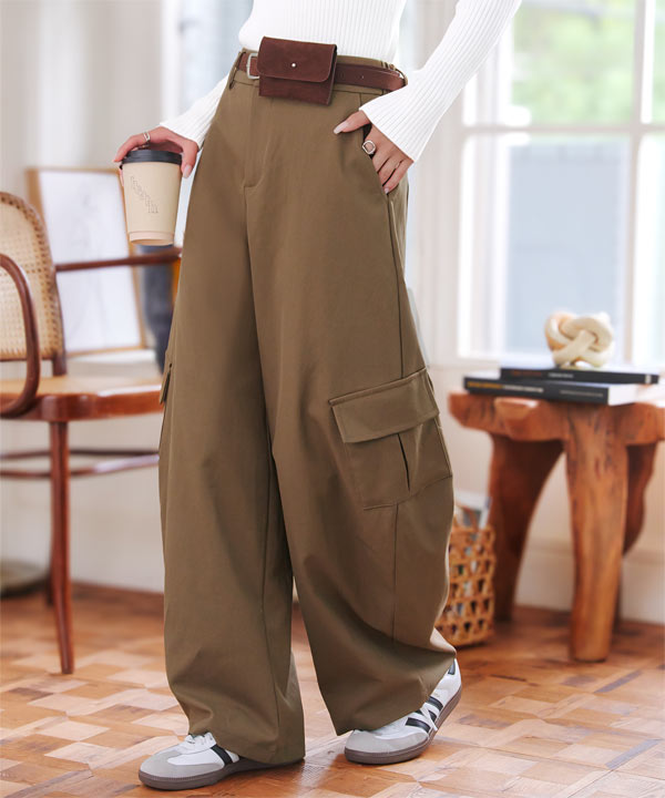 ミニポーチベルト付きカーゴカーブパンツ [M4301] - レディース