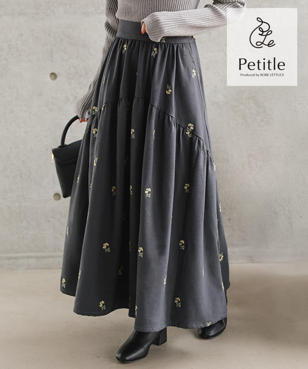 Petitle / プチレ ] 花柄刺繍ラウンド切り替えスカート [M4311