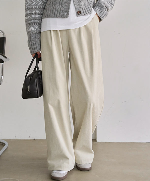 コーデュロイタックワイドパンツ [M4346] - レディースファッション