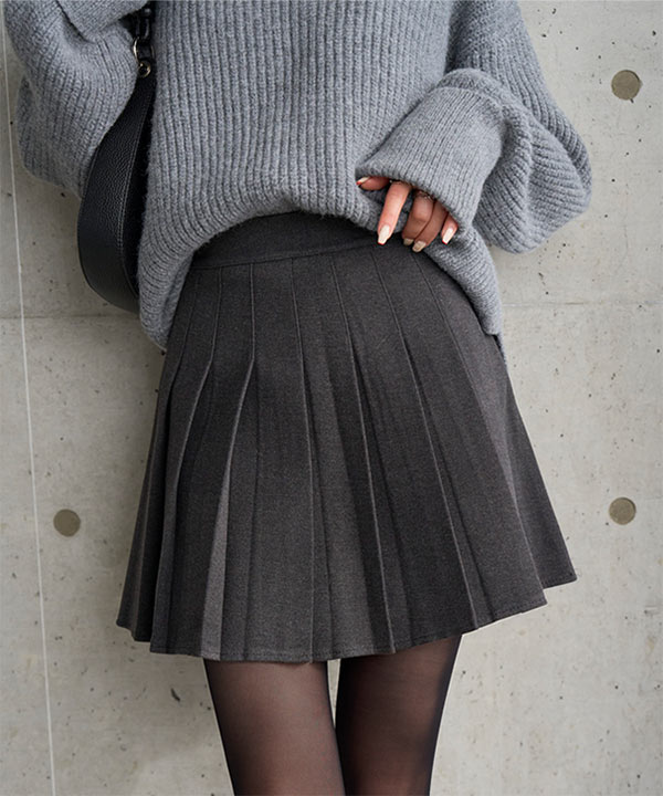 ウールタッチ プリーツスカパン [M4377] - レディースファッション通販