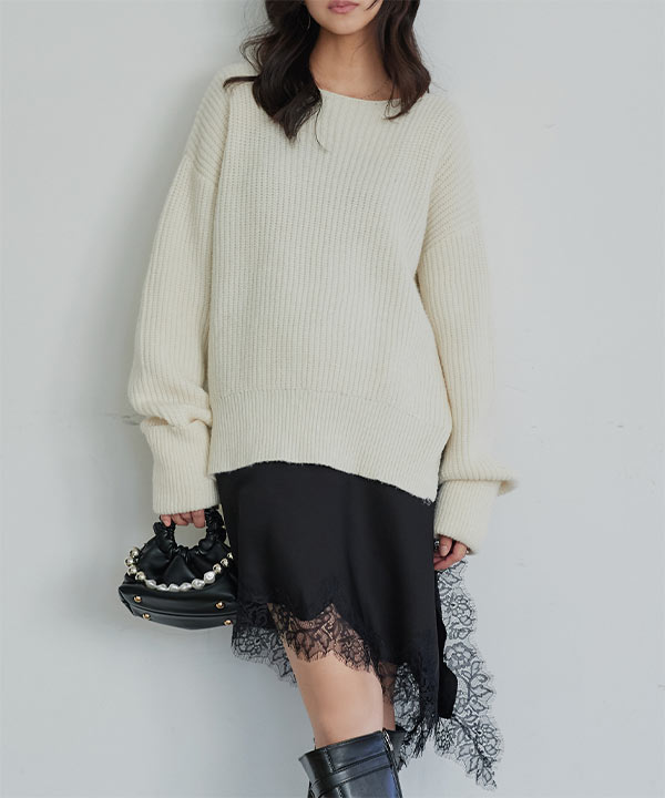 裾レースアシメサテンスカート [M4387]| GW SALE!! 5/1(金)18:00~5/7