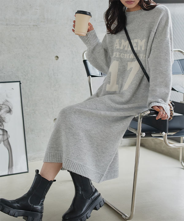 ロゴニットワンピース [N1218] - レディースファッション通販 神戸