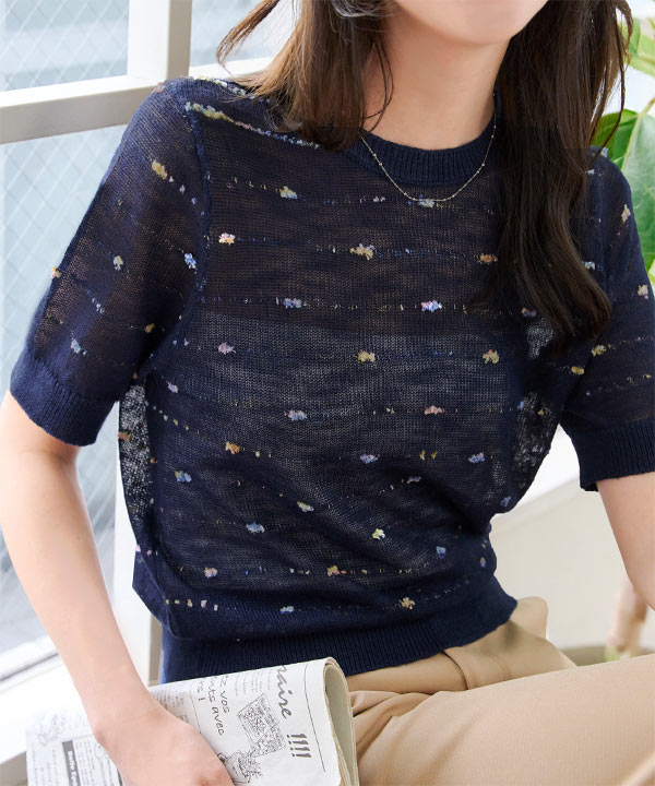 シアーサマーニットトップス [N1225]【メール便】 - レディース