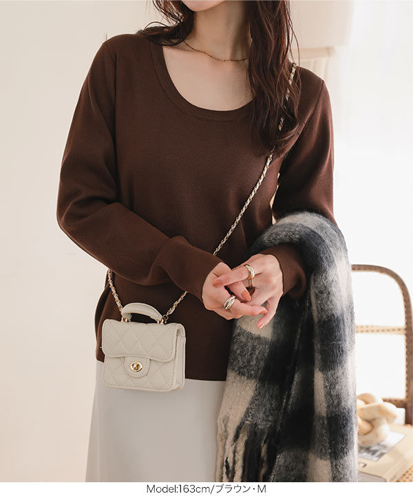 トップス U Uネックシンプル長袖ニットトップス [N1241] | 大好評につき送料無料