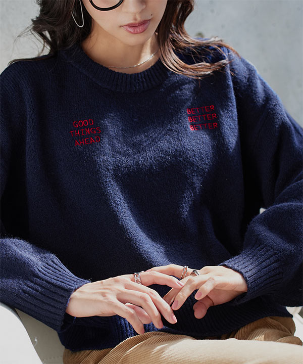 ロゴ刺繍ニットトップス [N1306]1/1(木)12:00~販売開始予定